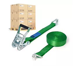 Alle spanbanden per pallet Pallet Spanbanden 2,5T - 6,5m - 35mm - 2-delig - spitshaken - Groen - 640st.